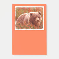 Grizzly Bear Cub dans Fireweed Peinture Art de la