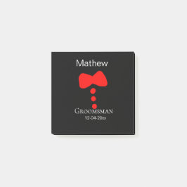 Post-it® groomsman ajouter nom année noir arc chemise crava