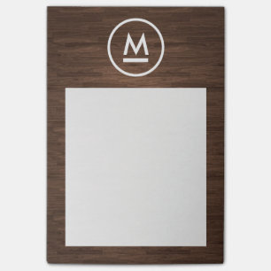 Post-it® Gros Monogramme moderne initial sur bois Brown