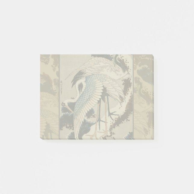 Post-it® Grues sur un pin couvert de neige Hokusai (Devant)
