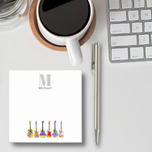 Post-it® Guitares colorées personnalisées Monogramme Musici