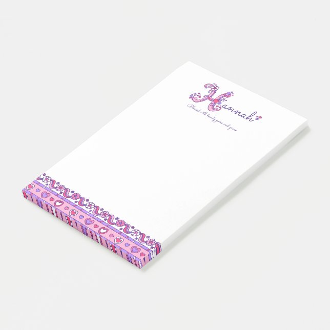 Post-it® Hannah personnalisé H nom signifiant message il no (Incliné)