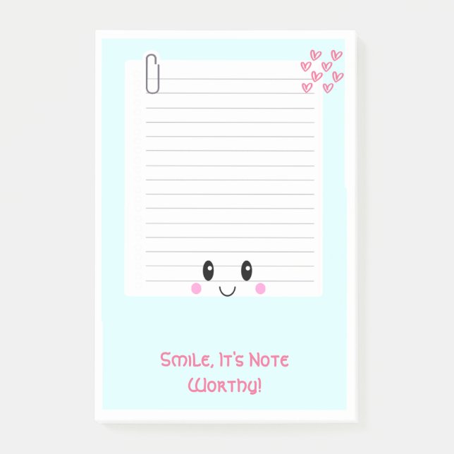 Post-it® Happy Notes Blue : Kawaii Sticky Post It-Notes (Devant)