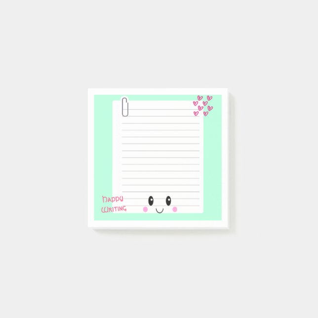 Post-it® Happy Notes Green : Kawaii Sticky Notes (Devant)