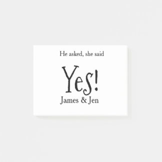 Post-it® He asked she said yes engagement party name simple