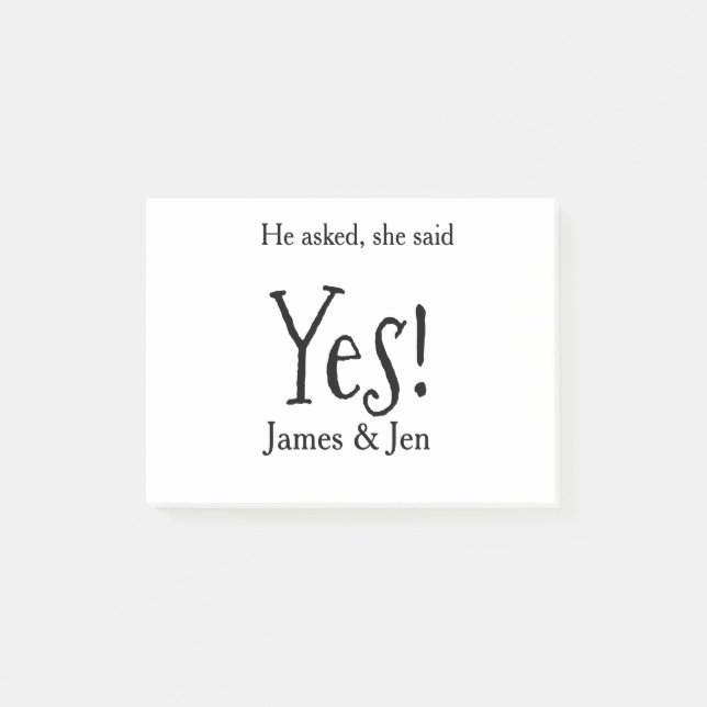 Post-it® He asked she said yes engagement party name simple (Devant)