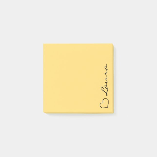 Post-it® Heart Your Name Script Custom Gift Sticky Notes (Devant)
