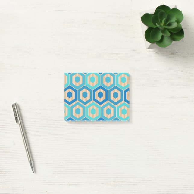 Post-it® Hexagons et rayures - Mer et Sable (Bureau)