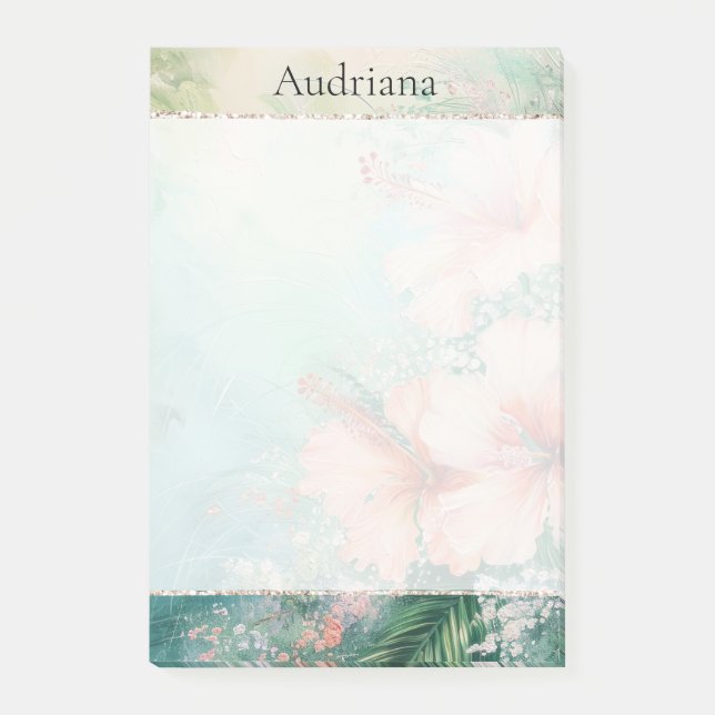 Post-it® Hibiscus blanc de pêche tropicale Floral (Devant)