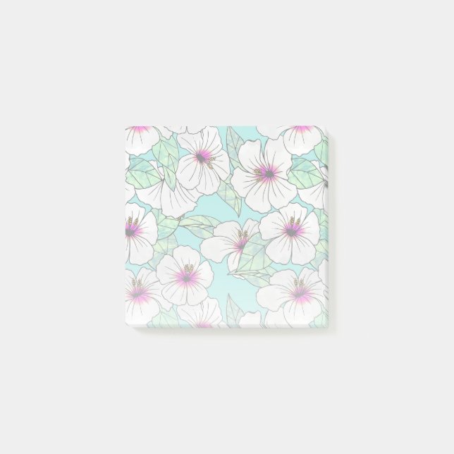 Post-it® Hibiscus tropical rose et blanc Motif floral (Devant)