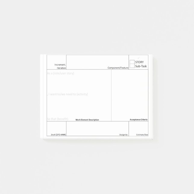 Post-it® Histoire agile d'aide de planification d'histoire (Devant)