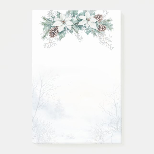 Post-it® Hiver Poinsettia Pine Cônes Noël (Devant)