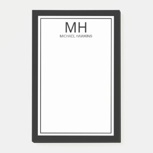 Post-it® Homme noir blanc monogrammé