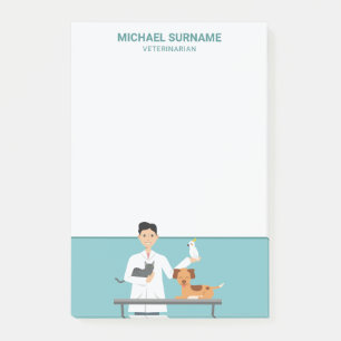 Post-it® Homme vétérinaire avec des animaux et texte person