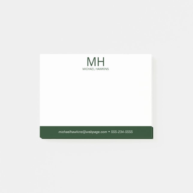 Post-it® Hommes monogrammes verts (Devant)