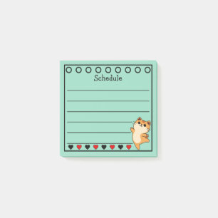 Post-it® Horaire de chat orange Ginger Turquoise