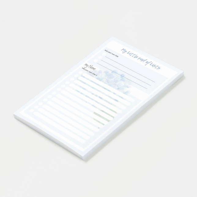 Post-it® Hydrangea Blue 'My Little Pad of Lists' par LeahG (Incliné)
