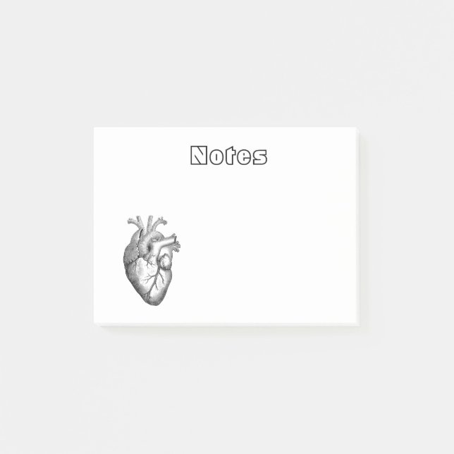 Post-it® Illustration blanche noire simple de coeur (Devant)