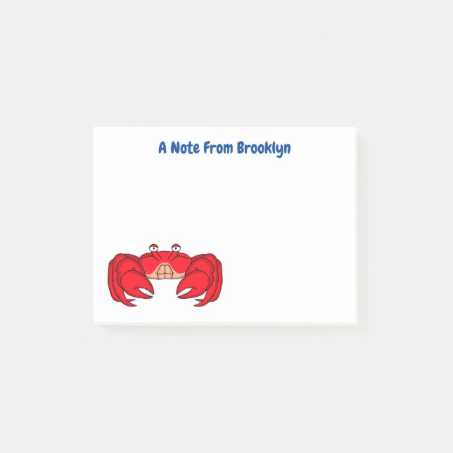 Post-it® Illustration de crabe rouge mignon de style dessin (Devant)