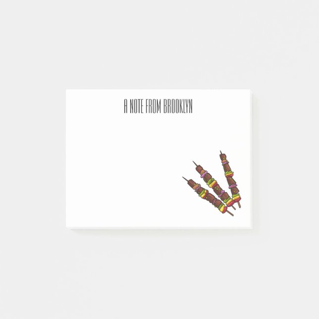 Post-it® Illustration de dessin animé Kebab ou kabob (Devant)