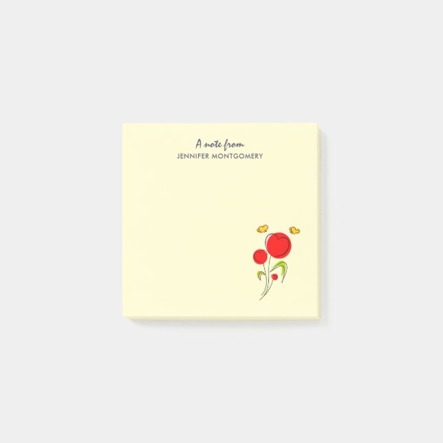 Post-it® Illustration des fleurs du coeur rouge mou (Devant)