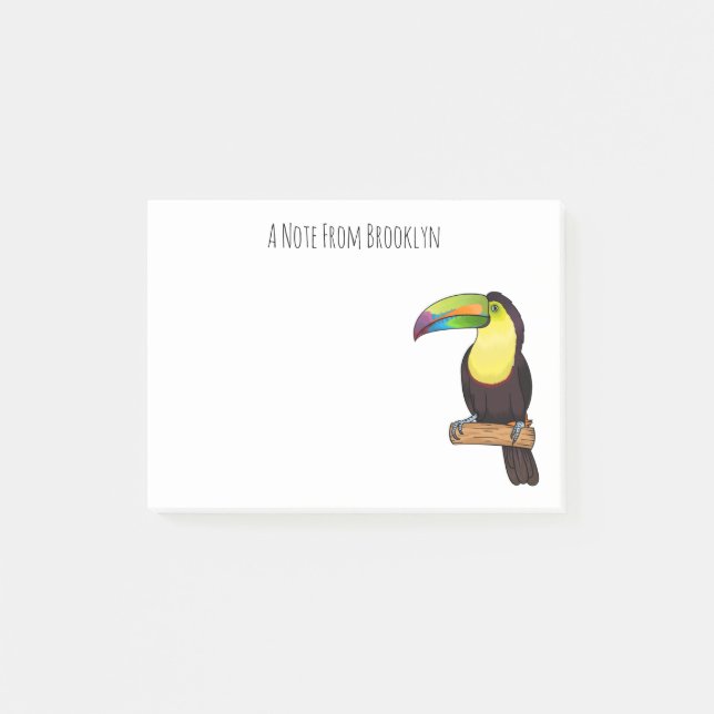 Post-it® Illustration d'oiseau toucain à bec de Keel (Devant)