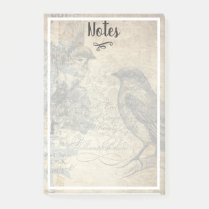 Post-it® Illustration d'oiseaux de style Vintage