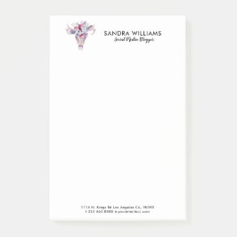 Post-it® Illustration du crâne boho aux fleurs colorées