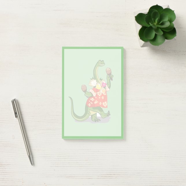 Post-it® Illustration D'Un Brontosaurus Jouant À Maracas. (Bureau)
