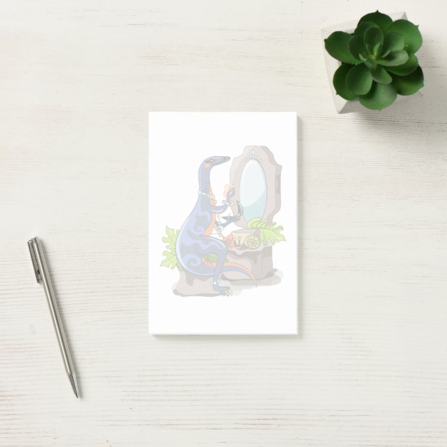Post-it® Illustration D'Un Iguanodon Mettant Sur Le Maquill (Bureau)