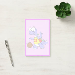 Post-it® Illustration D'Un Stegosaurus Jouant Au Basket.