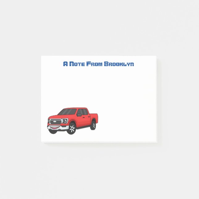 Post-it® Illustration d'une camionnette rouge mou (Devant)