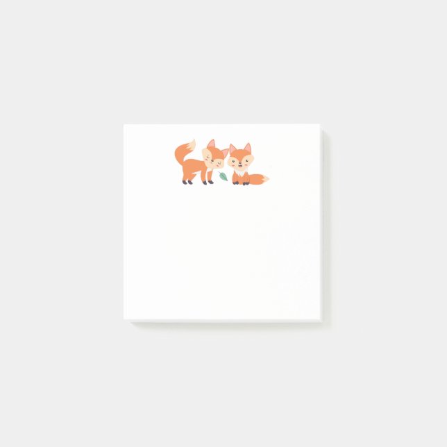 Post-it® Illustration graphique des renards orange mignons (Devant)