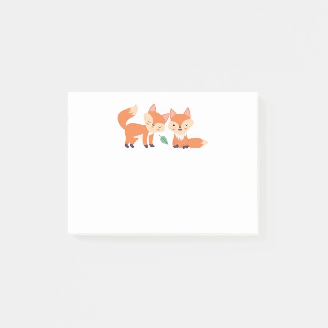 Post-it® Illustration graphique des renards orange mignons (Devant)