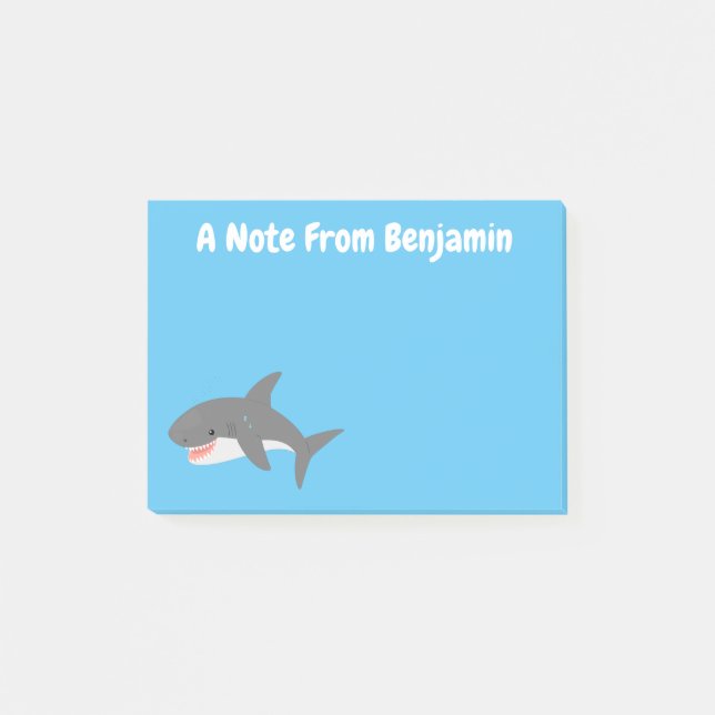 Post-it® Illustration joyeuse du grand requin blanc (Devant)