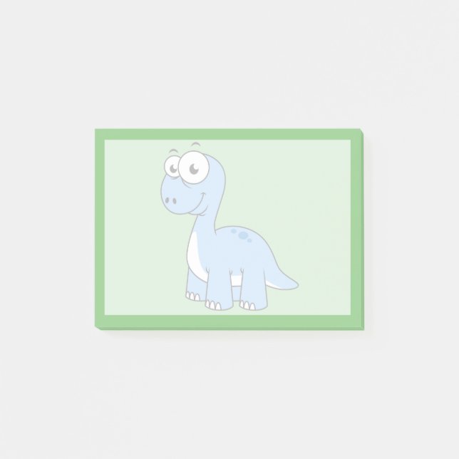 Post-it® Illustration Mignonne D'Un Brontosaurus. (Devant)