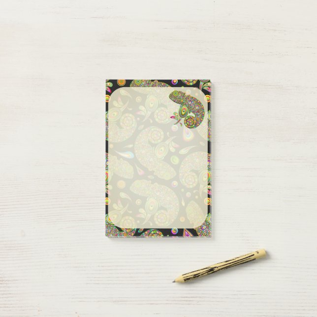 Post-it® Imaginaire psychédélique de Chameleon (Sur un bureau)