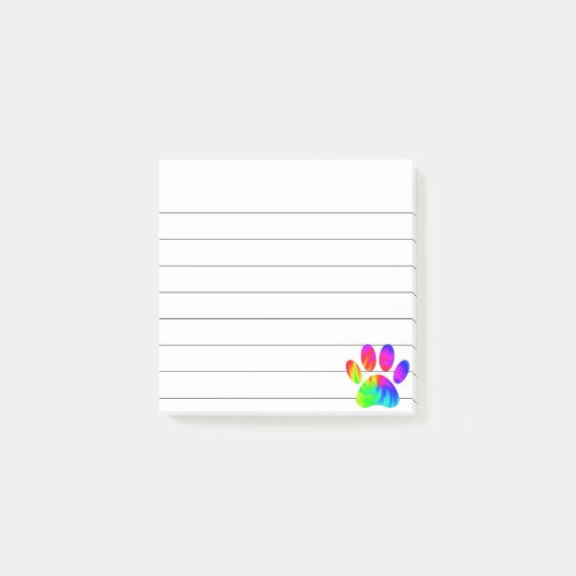 Post-it® Impression de patte de chien graphique Tie Dye Lin (Devant)