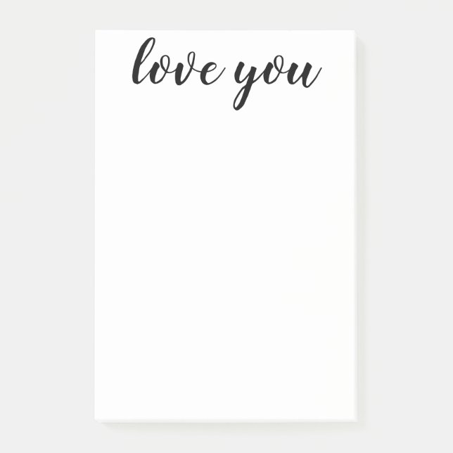Post-it® Impression de script noir Love You 4 x 6 (Devant)