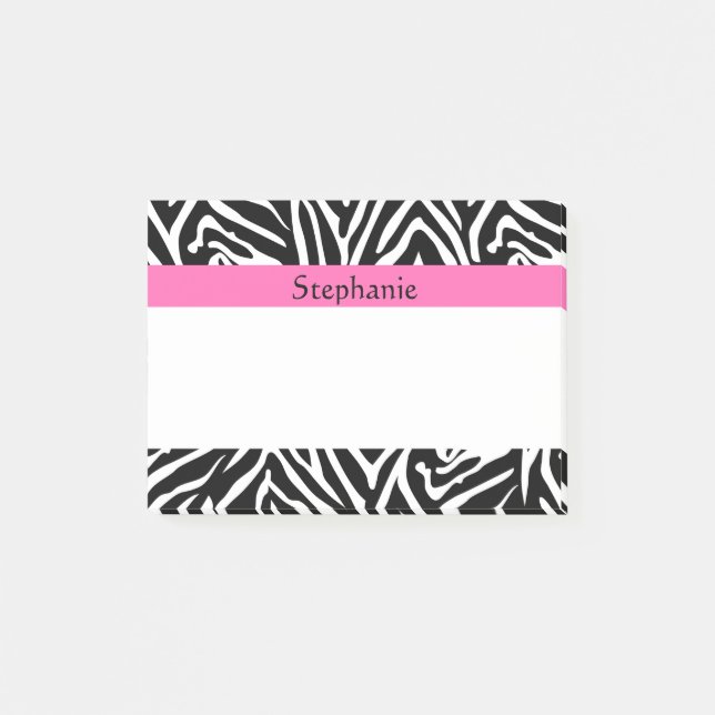Post-it® Impression Zèbre noir, blanc et rose chaud personn (Devant)