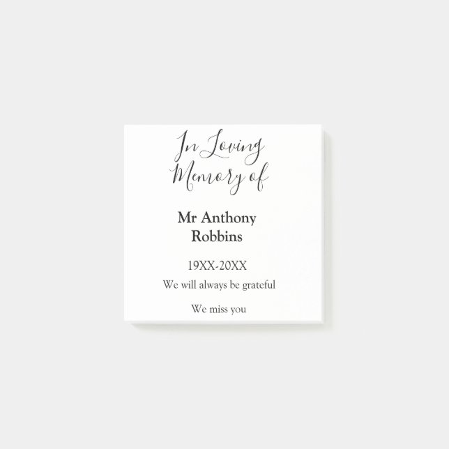 Post-it® In Love souvenir du nom funéraire conservation de  (Devant)