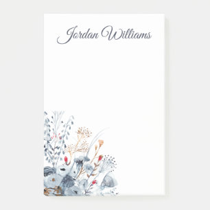 Post-it® Indigo et ocre - fleurs d'aquarelle