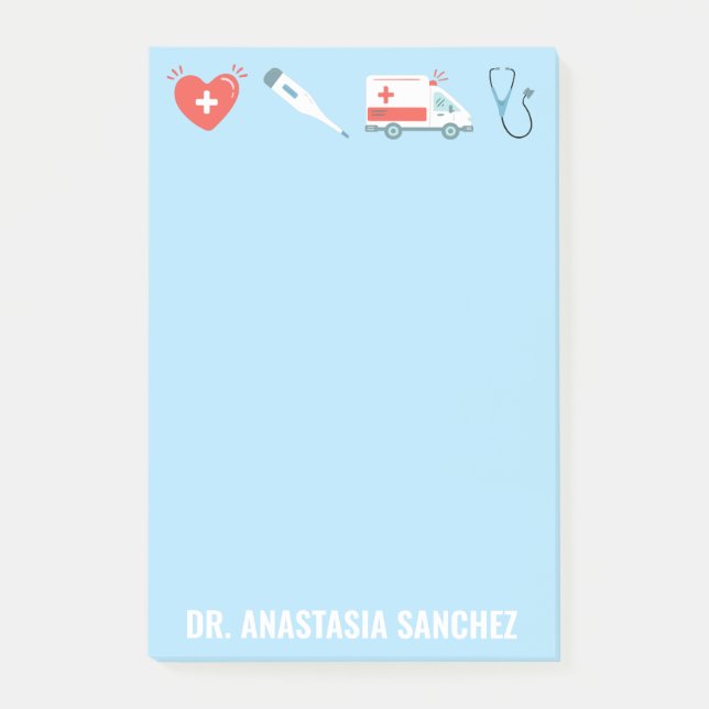 Post-it® Infirmière customisée RN Nom du médecin Médicale (Devant)