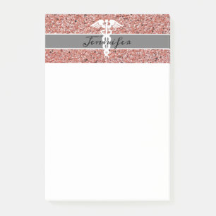 Post-it® Infirmière élégante Médicale Caduceus Rose Parties
