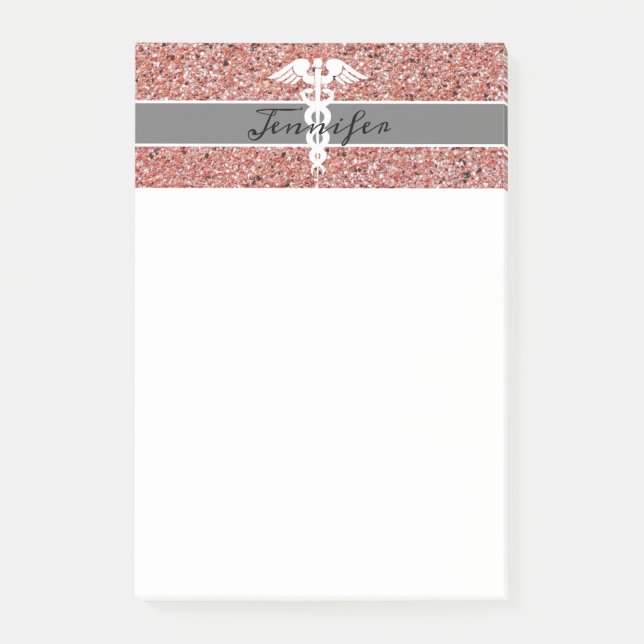 Post-it® Infirmière élégante Médicale Caduceus Rose Parties (Devant)