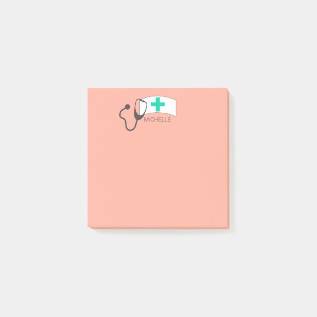 Post-it® Infirmière Stethoscope Médicale Pastel Orange Cust (Devant)