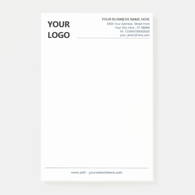 Post-it® Informations sur le logo d'entreprise personnalisé (Devant)