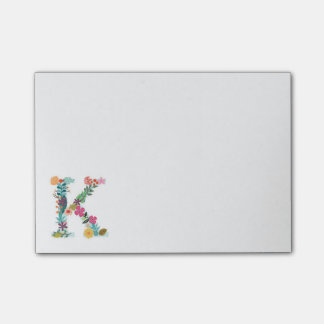 Post-it® Initiale florale de monogramme de lettre - K -