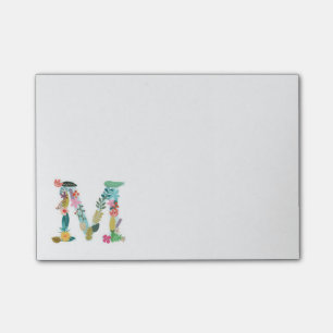 Post-it® Initiale florale de monogramme de lettre - M -