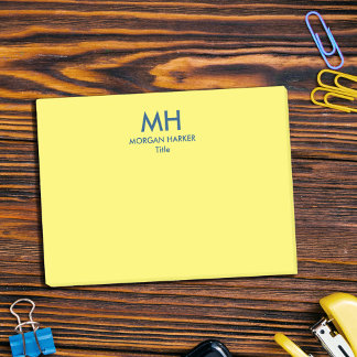Post-it® Initiales blanches et bleues jaunes et profondes